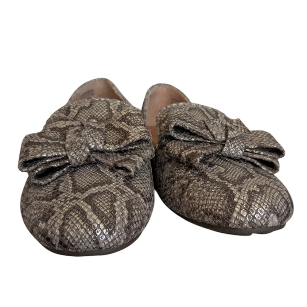Gentle Souls Kenneth Cole Eugene Snakeskin Bow Loafers 9.5 Gray Leather - Picture 5 of 10